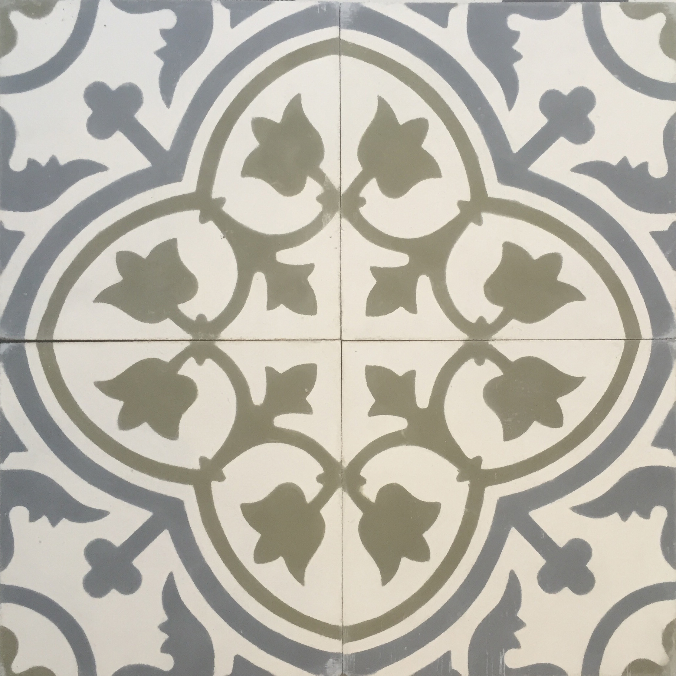 Trinidad Olive Grey Encaustic Cement Tile